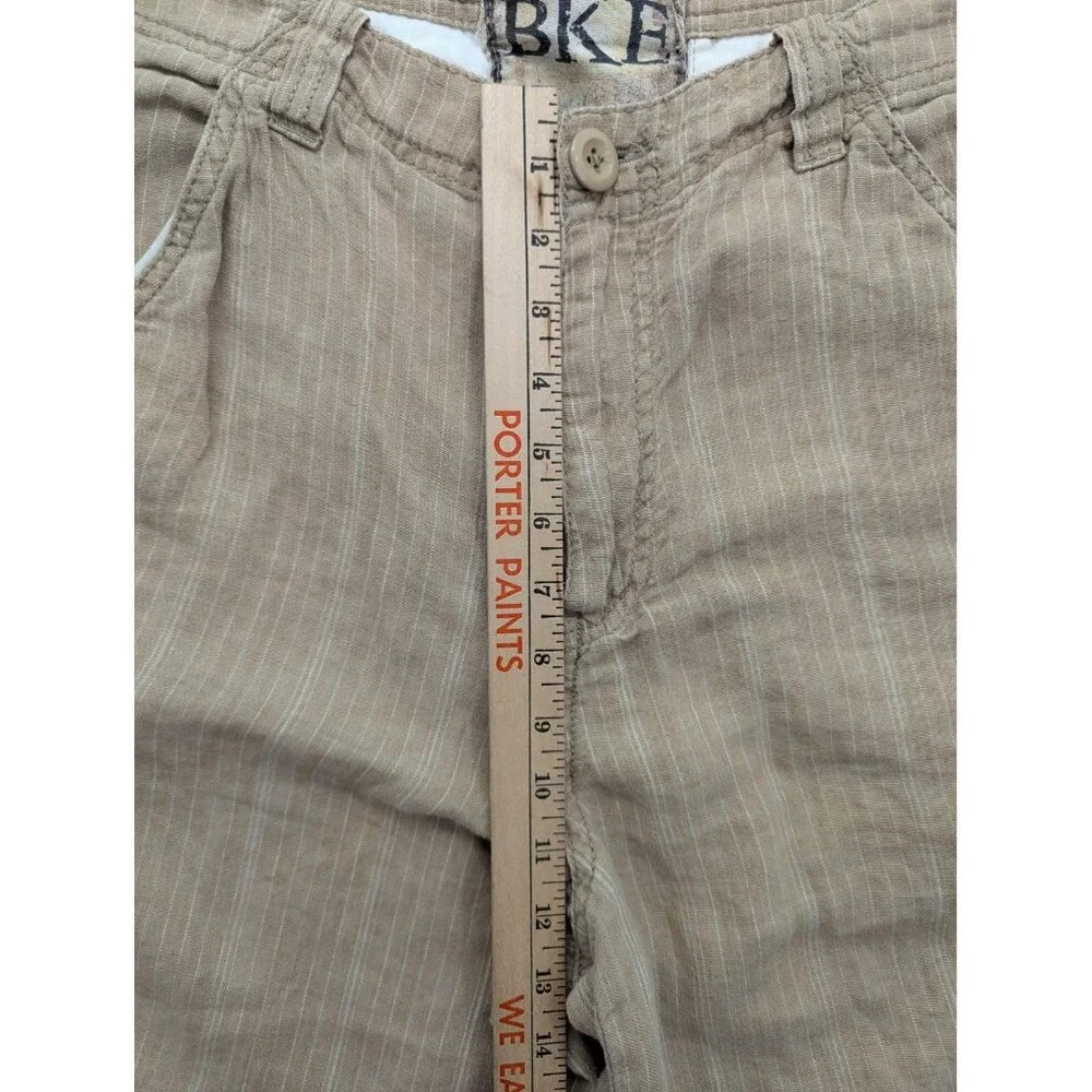 BKE Shorts Mens 32 Timber Cream Linen Loveland Flat Front 26488AM Casual Summer